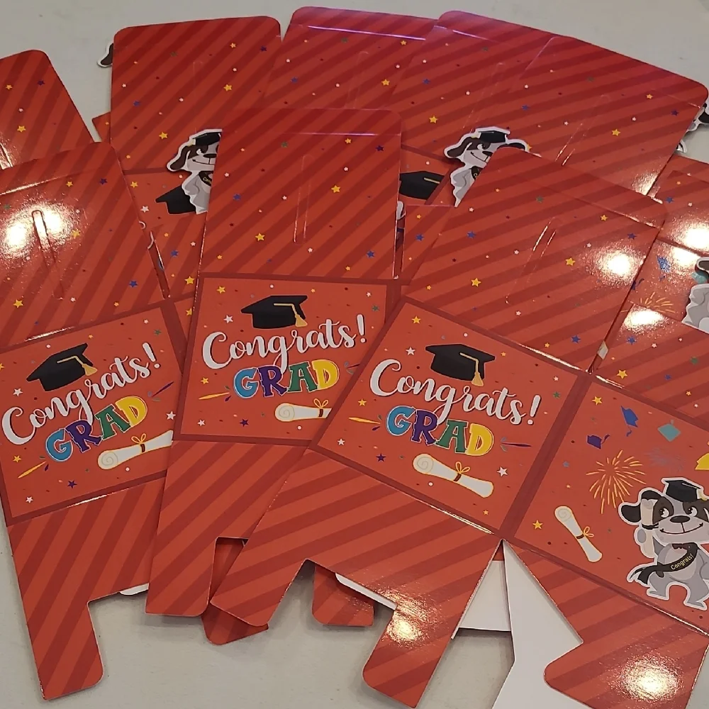 8 Graduation Party Favor Boxes - Red NEW!